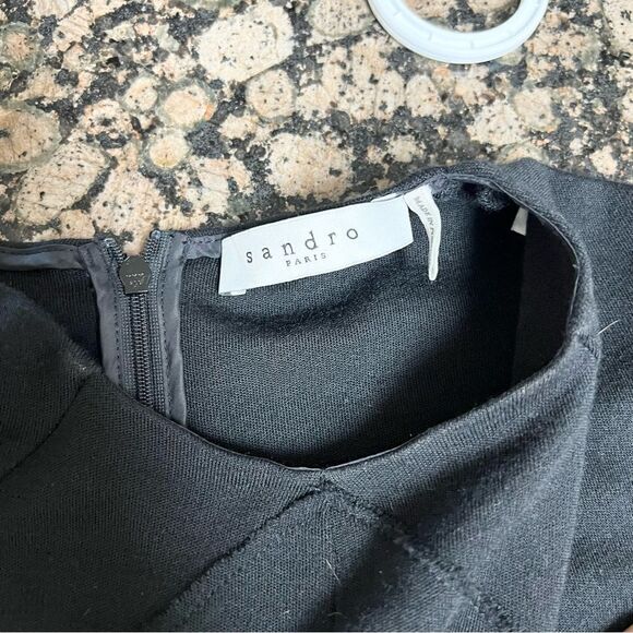 Sandro Paris Mini Black Dress Womens Fringe Tassel Size 1 - Picture 5 of 7